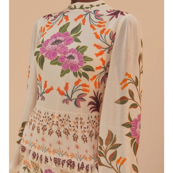 ♥️ FARM Rio Cream Winter Garden Ruffle Maxi Dress - Picture 5 of 11